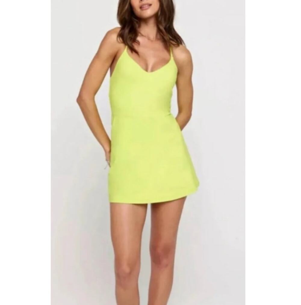 Spiritual Gangster Women's Acid Lime Stretch Jet Active Dress Size L